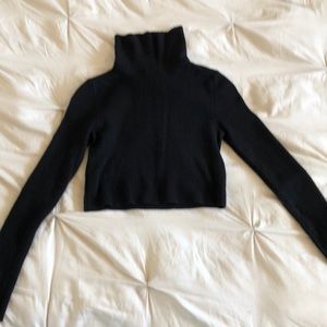Black Crop Top - turtle neck